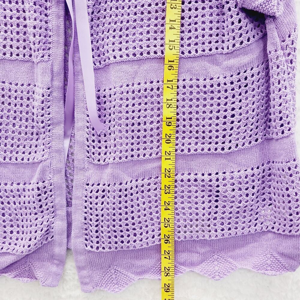 Cardigan Open Tunic Lagenlook Satin Tie Lavender Cottagecore Soft Y2K Size 2X - Picture 5 of 8